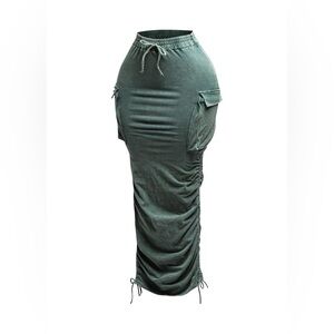 🟠288B. Mineral Washed Cargo Skirt - Olive